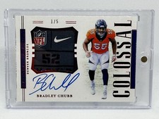 2018 National Treasures BRADLEY CHUBB Colossal Rookie LAUNDRY TAG Auto #1/5 RC