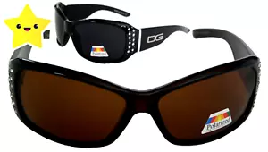 2X DG Rhine stone Designer sunglasses Bronwn Black/Brown, Gray Polarized lenses - Picture 1 of 3