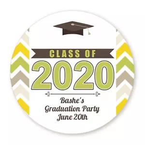 Class of 2022 Chevron Personalized Graduation Round Sticker Labels - 6 sizes - Picture 1 of 5