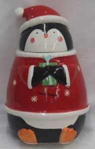 Holiday Time Christmas Penguin in Santa Suit Cookie Jar with Box - Picture 1 of 6