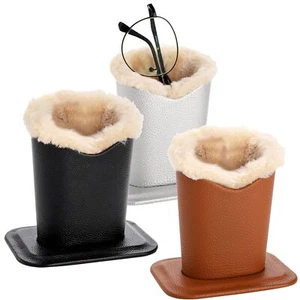 3 Pcs Leather Eyeglass Holder Stand w/ Soft Plush Line for Table Desk Nightstand - Picture 1 of 6
