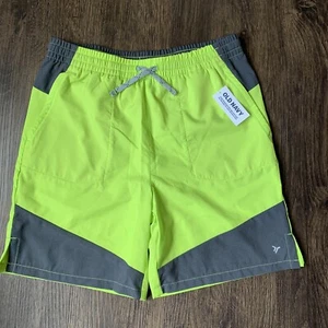 Old Navy Boys Large 10-12 Trail Shorts Neon Lemon Lime Stretch Tech Dry Quick - Picture 1 of 8