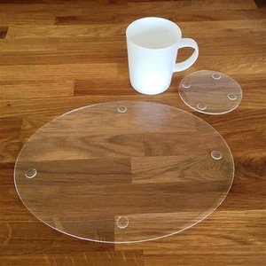 Oval Placemats & Coasters - Clear Acrylic - Bespoke Shapes/Sizes Made - Picture 1 of 4