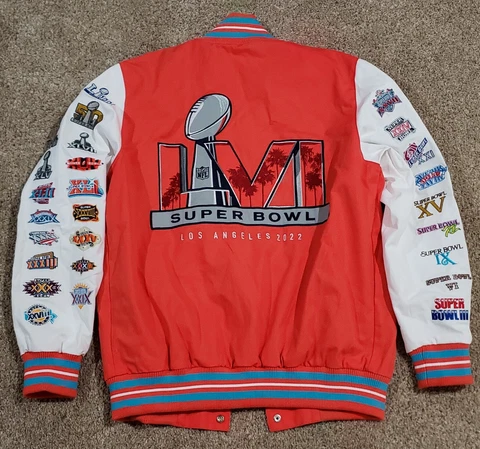 Super Bowl LVI (56) NFL Starter Jacket With 55 Super Bowl Patches Cover