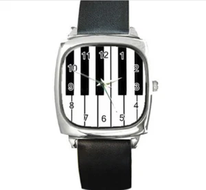 New - SQUARE WATCH "Piano" - Black Strap - - Picture 1 of 1