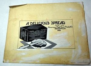 10" Antique Ink Drawing Mrs. Lester Bennett Advertising American Maid Nut Spread - Picture 1 of 8