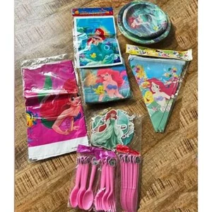 Disney Little Mermaid Birthday Party Package for 8 Guests Plates Napkins 75 Pc - Picture 1 of 1