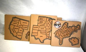 Woodywood Push Pin Cork & wood United States Map For Trip Planning Wall Art - Picture 1 of 4