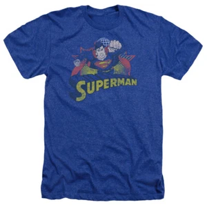SUPERMAN ROUGH DISTRESS Licensed Adult Men's Heather Tee Shirt SM-3XL - Picture 1 of 2