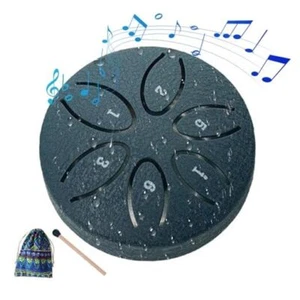 Rain Drum for Outside, Steel Tongue Drum 3 Inches 6 Notes Outdoor Navy Blue - Picture 1 of 7