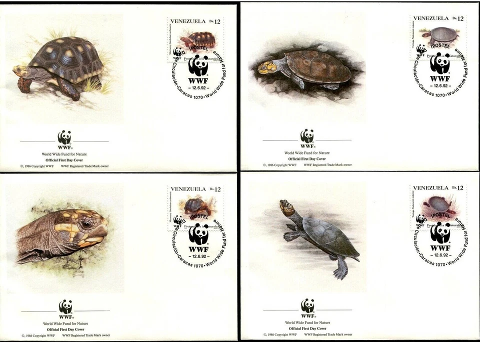 Venezuela 1992 ☀ W.W.F. - FTurtles Red-footed tortoise ☀ 4x FDC - Image 1 of 1