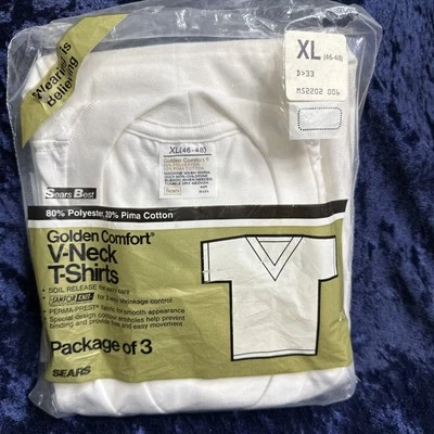 Camiseta SEARS BEST Golden Comfort cuello en V (1) hombre XL 46-48 EE. UU. (paquete abierto) de colección Foto 1 de 4