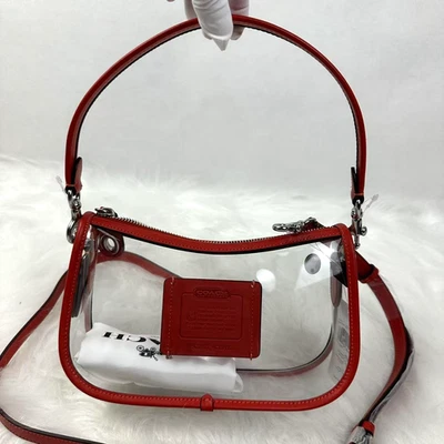 Coach Stadium Swinger Crossbody Bag In Clear PVC with Dust Bag CBH13 Red NWT - Image 1 of 4