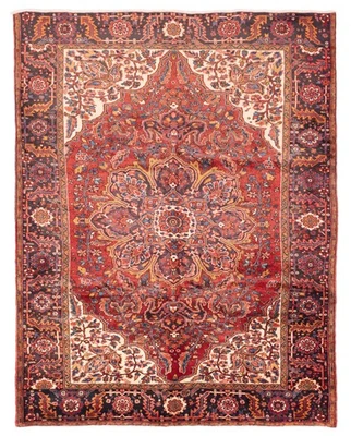 Vintage 8'6" x 10'11" Geometric Hand-Knotted Carpet Traditional Wool Area Rug - Image 1 of 4