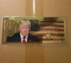 Donald Trump Presidential Bill 24k Gold Note 100mg - Picture 1 of 2