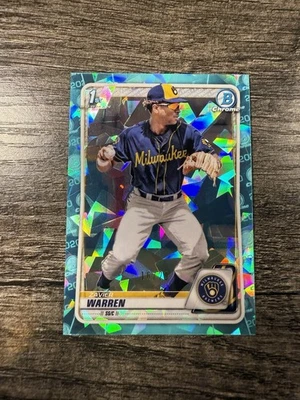 2020 Bowman Draft Sapphire Zavier Warren Chrome Aqua 1st Prospect #/20 Brewers - Image 1 of 2