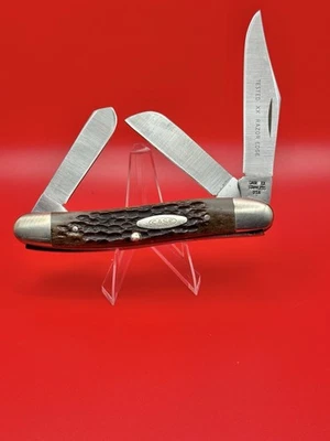 CUCHILLO PLEGABLE VINTAGE 1979 ESTUCHE 6347HP SSP STOCKMAN JIGGED ROJO MARRÓN HUESO NAVAJA BORDE Foto 1 de 3