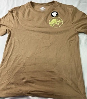 Jurassic Park Jurassic World Classic Brown T Shirt Enter With Caution Boys LG - Image 1 of 4