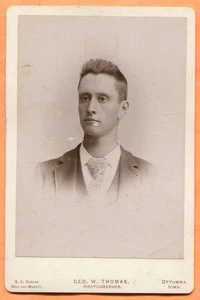 Ottumwa IA Portrait of a Young Man by Thomas circa 1890s Backstamp - Picture 1 of 3