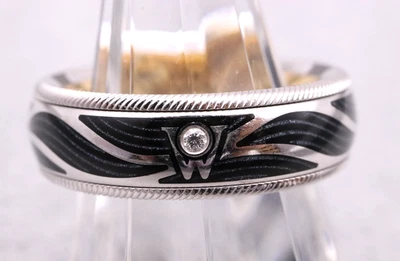 Anillo giratorio Wellendorff Angels Power Diamante Oro Blanco 18k Negro 61 con Caja Foto 1 de 4