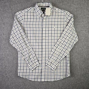 NWOT Orvis Men's Active Fit Soft Flannel Shirt Check Plaid White Blue Medium - Picture 1 of 13