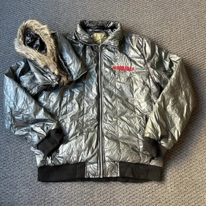 Vintage Heddon Court Flight Bomber Jacket Size XL Metallic Removable Hood 90’s - Picture 1 of 12