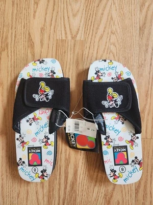 Disney Mickey Mouse Wedge Thong Sandal Flip Flop Women Size 8 Black White NEW!!! - Image 1 of 3