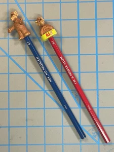 Alf Pencil Lot Vintage Blue Red Hey No Problem I'm a People Alien Russ 1980s - Picture 1 of 12