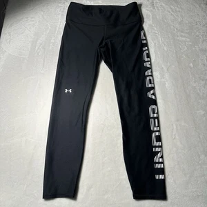 Under Armour Leggings Women’s Medium Black Compression Heat Gear Athletic Logo - Picture 1 of 12