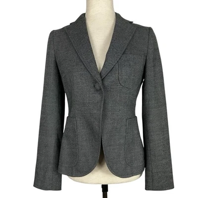 Banana Republic Blazer Women Size 0 Wool Gray Y2K Office Siren Preppy Jacket - Image 1 of 4