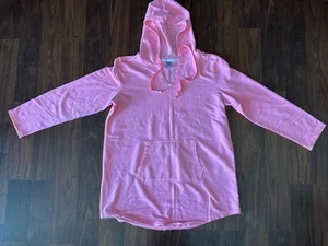 SO Juniors Kangaroo Pocket V-neck Heart Graphic Hoodie SZ XL Pink “Love” Logo - Picture 1 of 6