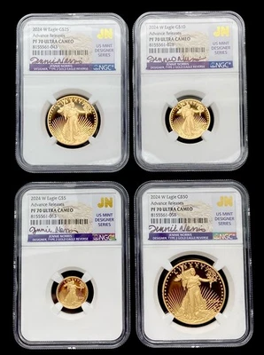 Juego de 4 piezas American Gold Eagle 2024-W NGC PF70 UCam lanzamientos avanzados Jennie Norris Foto 1 de 4