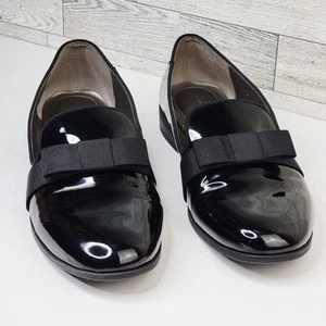 Bandolino Flats Slip On Loafer 9.5M Black Patent Leather Bow Dressy Casual Shoes - Picture 1 of 11