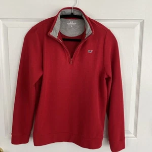 Vineyard Vines Boys Large 16 Quarter 1/4 Zip Red Mock Neck Long Sleeved Sweater - Picture 1 of 4