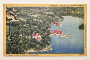 Keewaydin’ Home of John K. Wallace, St. Louis, Mo., Aerial View Vintage Postcard - Picture 1 of 2