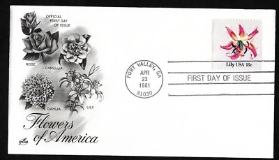 #1879 18c Flower Issue -  Lily - ArtCraft FDC - Image 1 of 2