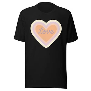 Pastel Love Heart Graphic Tee – Unisex Soft Cotton T-Shirt - Picture 1 of 11