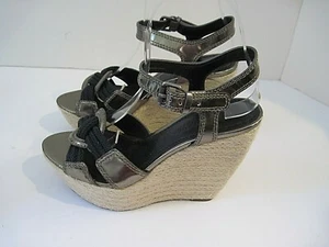 VERA WANG 'Tamarind' Raffia Platform Wedge Rope & Patent Sandal Size 6 M $225 - Picture 1 of 5