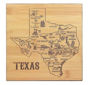 Illustrated Map Of Texas Wall Art Shelf Sitter Sign 5 x 5 Wood Home Decor Print