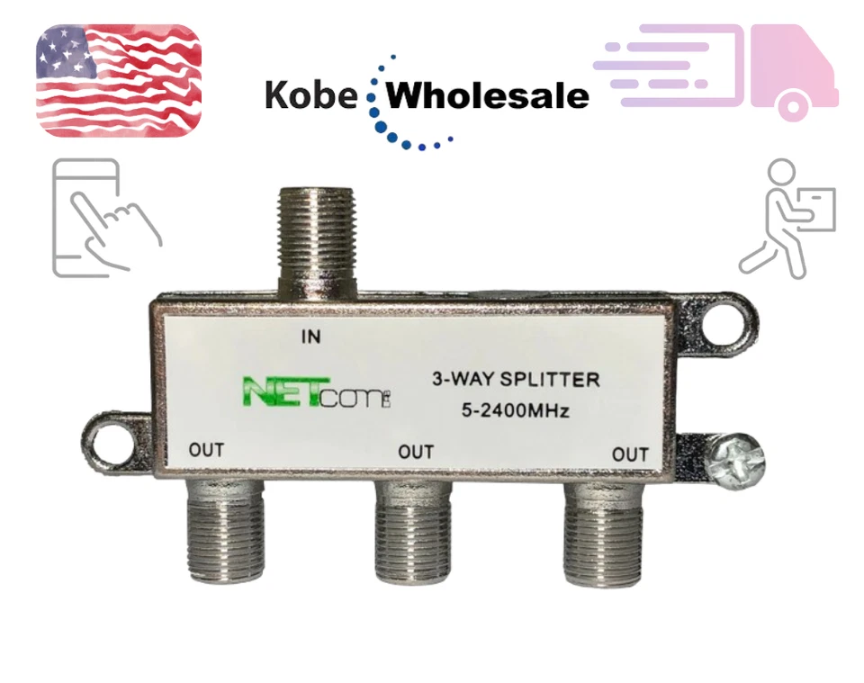PACK 2 of 3-way Cable TV Splitter 3 way coax signal split Antenna RG6 - Image 1 of 2