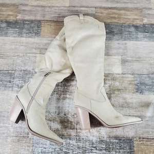 Nine West Kliva Womens Boot Sz 7.5 M Casual Taupe Suede Leather Western Boots - Picture 1 of 12