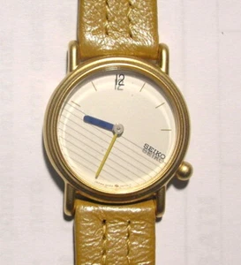 Seiko tondo beige Orologio al quarzo Watch vintage anni 80 NUOVO donna - Imagen 1 de 6