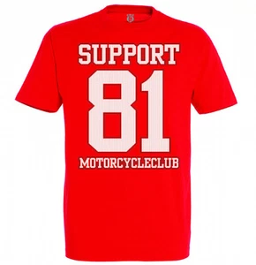 Hells Angels Support 81 Big Red Machine T-Shirt Motorcycle Club F.E.A.R.ROUGE - Picture 1 of 2