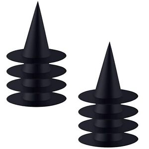 8 Pieces Witch Hats Decorations, Black Witch Hat,Halloween Costume for Hangin...