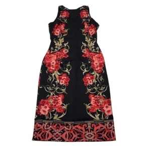 NY&CO Mock Neck Midi Sheath Dress Sexy Fitted Elegant Size Small Floral Scarf - Picture 1 of 7