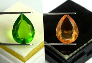 Natural Peridot & Clinohumite 13-15 Ct Pear Astrological Gemstone Pair Certified - Bild 1 von 4