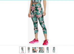 NIKE Dri Fit Palm Tree Leaves Pink Kelly Green Jogging Yoga Pants Sz L ❤️blt7m84 - Picture 1 of 10