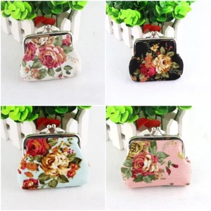 Lindo Multicolor Estampado Floral Flor Mujeres Cambio de Monedas Cartera Tela ¡Nuevo!¡! - Imagen 1 de 5