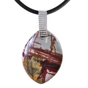 Halskette Edelstein Anhänger Red Creek Jaspis braun Oval 925 Sterling Silber - Bild 1 von 2