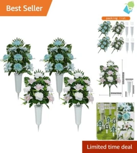 Artificial Cemetery Flowers for Grave Decoration Spring Memorial Bouquet 4 Pack - Picture 1 of 7